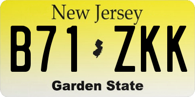 NJ license plate B71ZKK