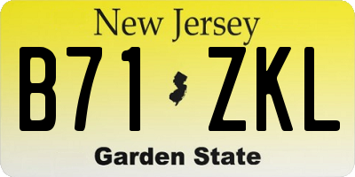 NJ license plate B71ZKL