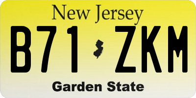 NJ license plate B71ZKM