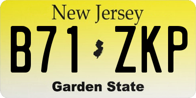 NJ license plate B71ZKP