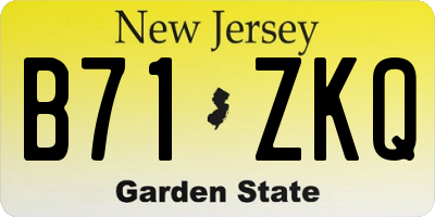 NJ license plate B71ZKQ
