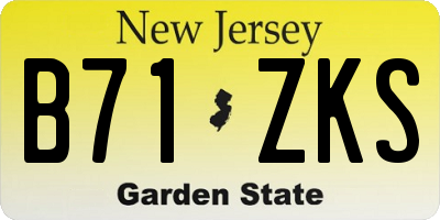 NJ license plate B71ZKS