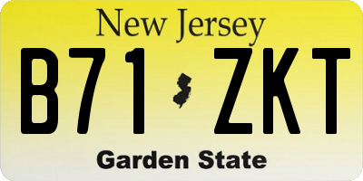 NJ license plate B71ZKT