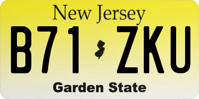 NJ license plate B71ZKU