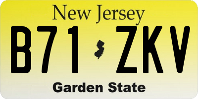 NJ license plate B71ZKV