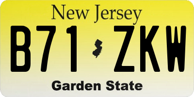 NJ license plate B71ZKW