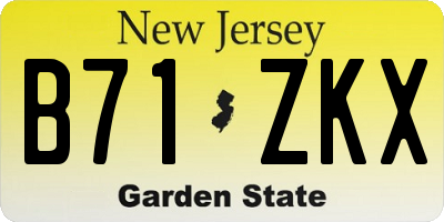 NJ license plate B71ZKX