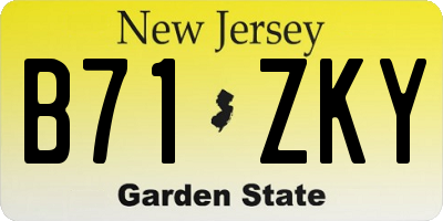 NJ license plate B71ZKY