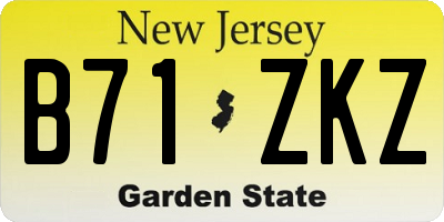 NJ license plate B71ZKZ