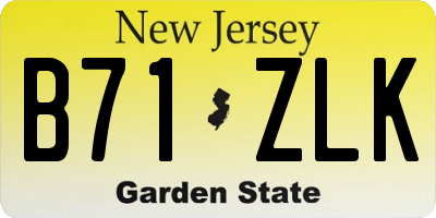 NJ license plate B71ZLK
