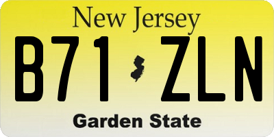 NJ license plate B71ZLN