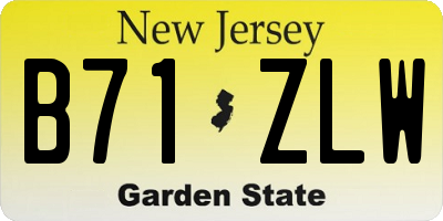 NJ license plate B71ZLW