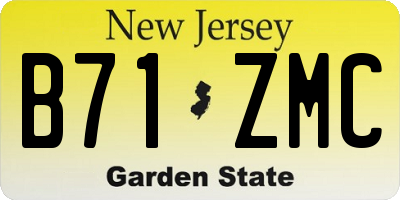 NJ license plate B71ZMC