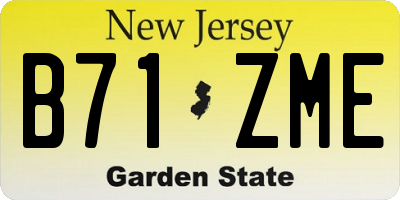 NJ license plate B71ZME