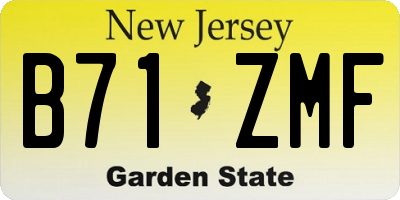 NJ license plate B71ZMF