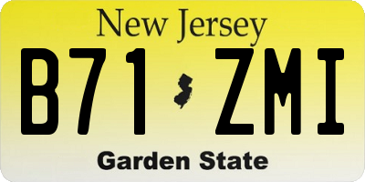 NJ license plate B71ZMI