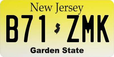 NJ license plate B71ZMK