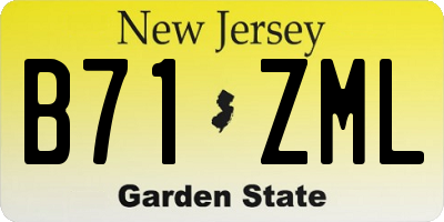NJ license plate B71ZML