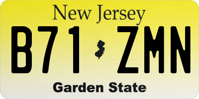 NJ license plate B71ZMN