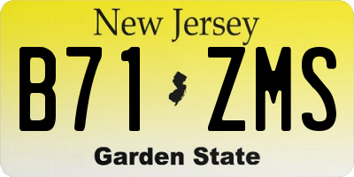NJ license plate B71ZMS