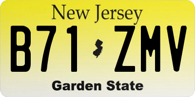 NJ license plate B71ZMV