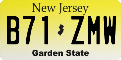 NJ license plate B71ZMW