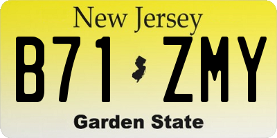 NJ license plate B71ZMY