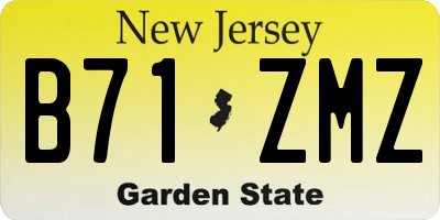 NJ license plate B71ZMZ