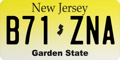 NJ license plate B71ZNA