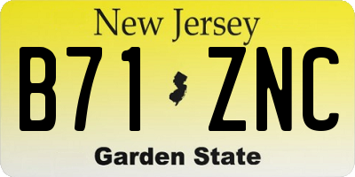 NJ license plate B71ZNC