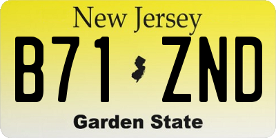 NJ license plate B71ZND