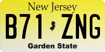 NJ license plate B71ZNG