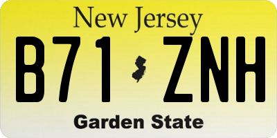 NJ license plate B71ZNH