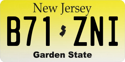 NJ license plate B71ZNI