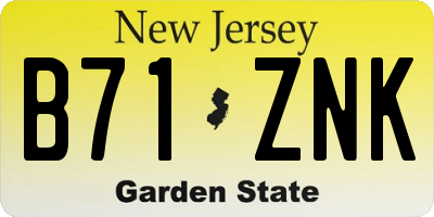 NJ license plate B71ZNK