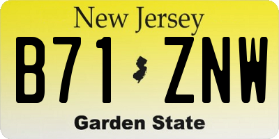 NJ license plate B71ZNW