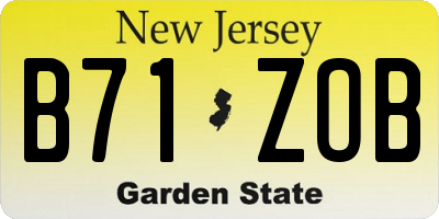 NJ license plate B71ZOB