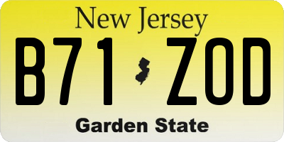 NJ license plate B71ZOD