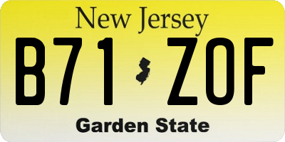 NJ license plate B71ZOF