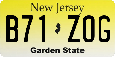 NJ license plate B71ZOG