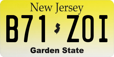 NJ license plate B71ZOI
