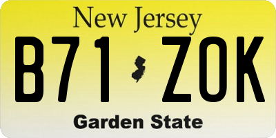 NJ license plate B71ZOK