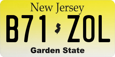 NJ license plate B71ZOL