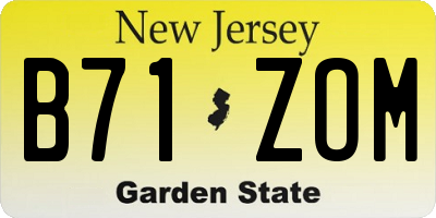 NJ license plate B71ZOM
