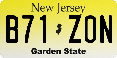 NJ license plate B71ZON
