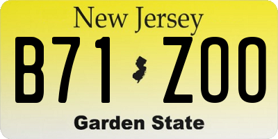 NJ license plate B71ZOO