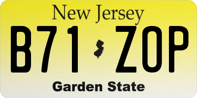 NJ license plate B71ZOP