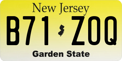 NJ license plate B71ZOQ