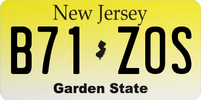 NJ license plate B71ZOS