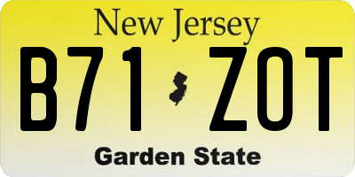 NJ license plate B71ZOT